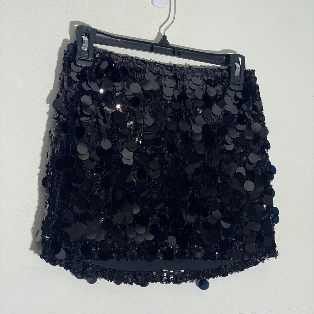White Fox Boutique Black Sequin Mini Women's Black Skirt